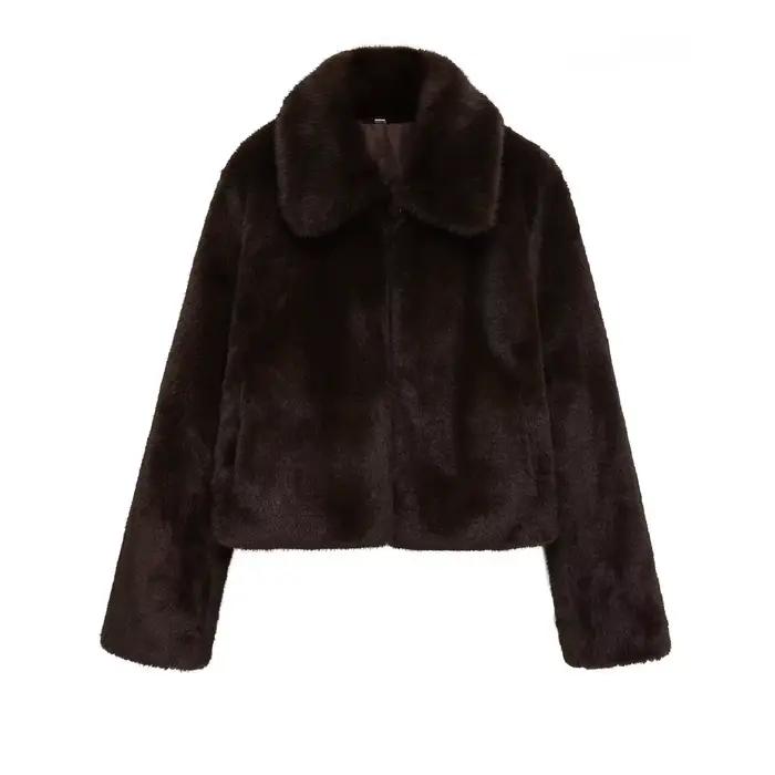 CharmCant marron fausse fourrure manteau pour femmes 2025 hiver nouveau dans élégant à manches longu