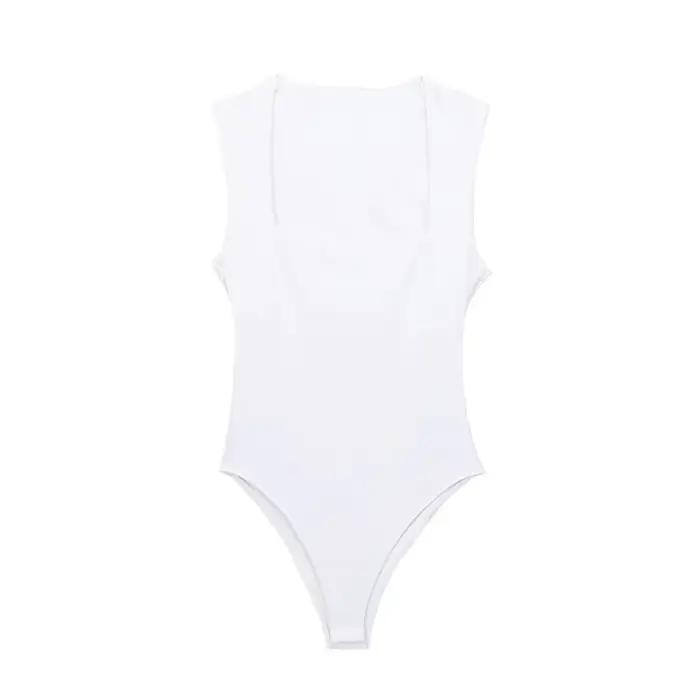 MUJER 2025 noir femme corps col carré sans manches Body femmes bleu blanc Sexy serré Body Lingerie m