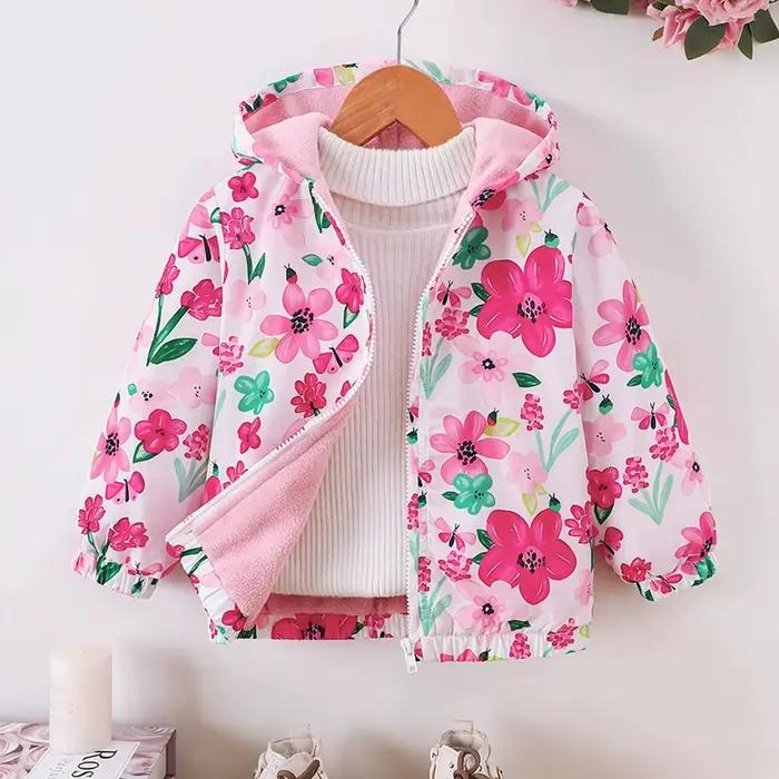 Veste à capuche pour enfants filles, vêtements d'extérieur d'automne/hiver, manteau et veste en velo
