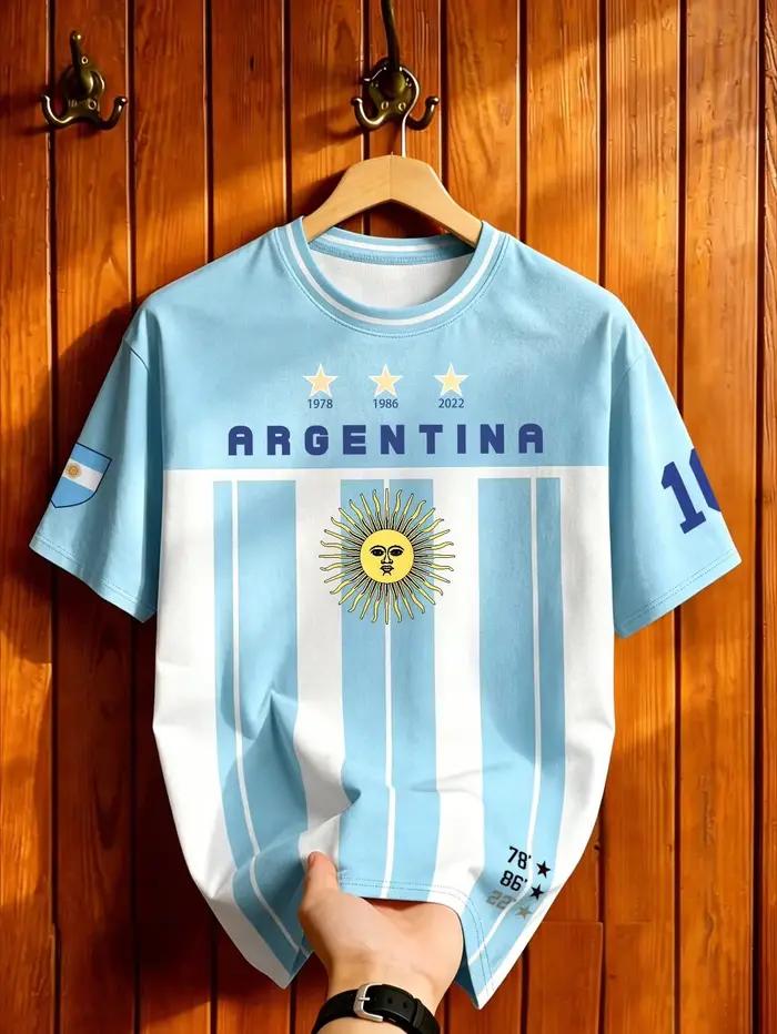 T-shirt de football Argentine pour hommes et femmes, maillot de foot oversize, tee-shirt graphique, 