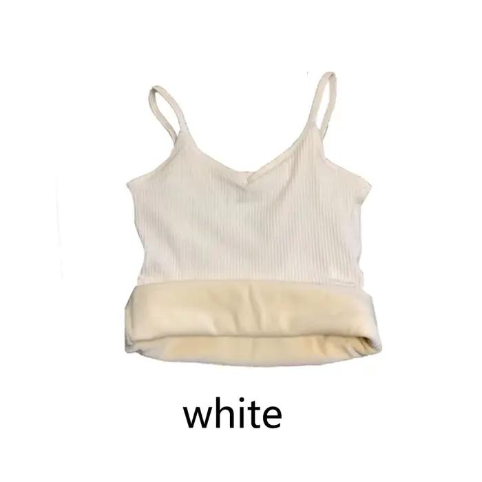 T-shirt sans manches pour femmes, sous-vêtements chauds d'hiver, couleur unie, thermique, décontract