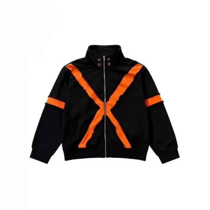 Veste pour hommes Harajuku, streetwear américain, blocs de couleurs, patchwork, fermeture éclair, ma