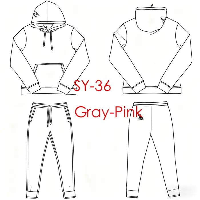 SY-36 Slow jogging streetwear sweat à capuche pantalons longs ensemble centre vêtements de sport vêt