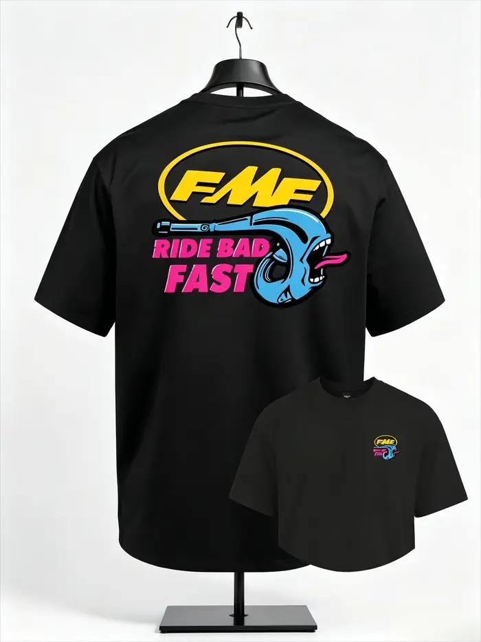 T-shirt de motocross FMF Ride Bad Fast pour homme, 100% coton, tee-shirt graphique de course de moto