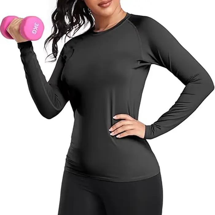 Chemise de Compression pour femmes, Yoga athlétique, course à pied, T-Shirt à manches longues, print