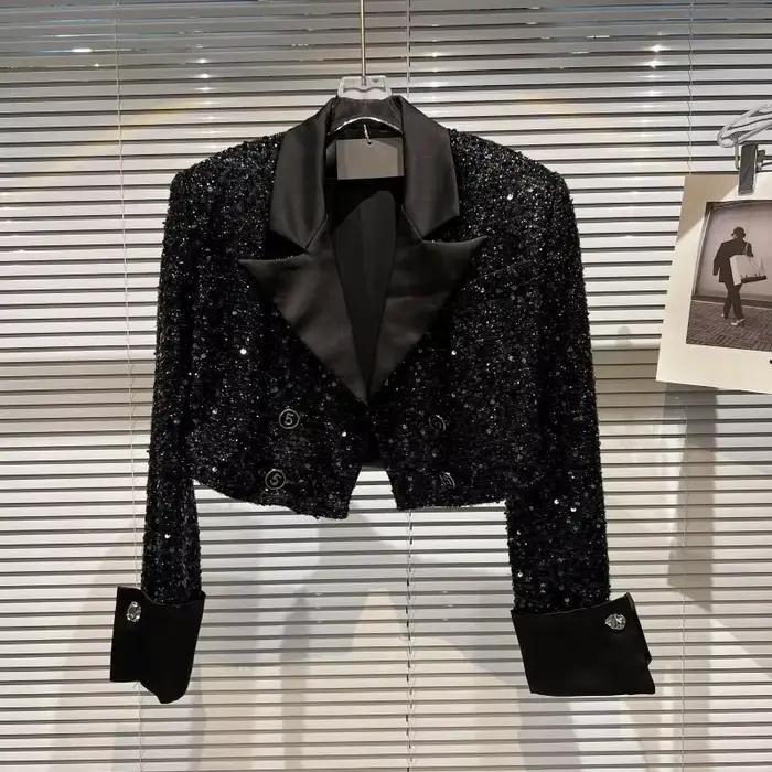 Vestes pour femmes, vêtements pour femmes, petit manteau court à paillettes hautes, tempérament d'au