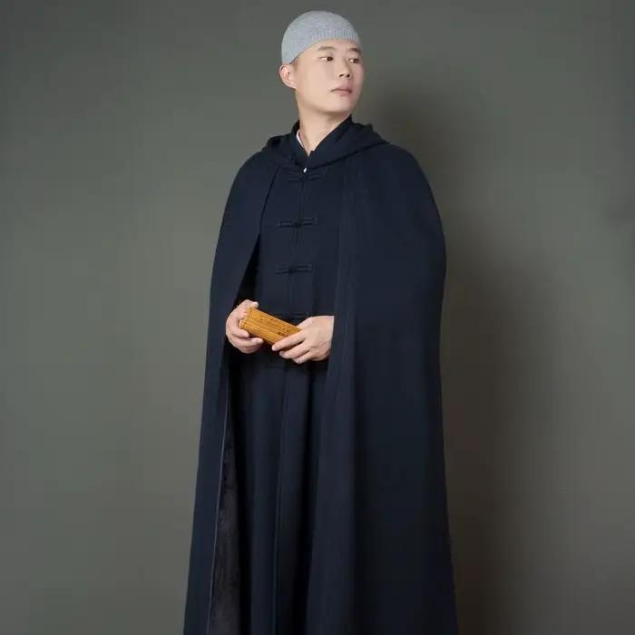 Cape à capuche de moine pour hommes et femmes, Costume traditionnel assis sur le Temple, Vintage, au
