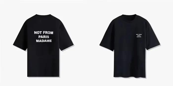 T-shirt d'été noir à manches courtes Paris 2026 – Style décontracté, col rond, imprimé, coupe ample,