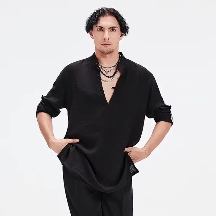 Hauts amples pour la pratique de la danse latine pour hommes, vêtements de danse Cha Cha Rumba, vête