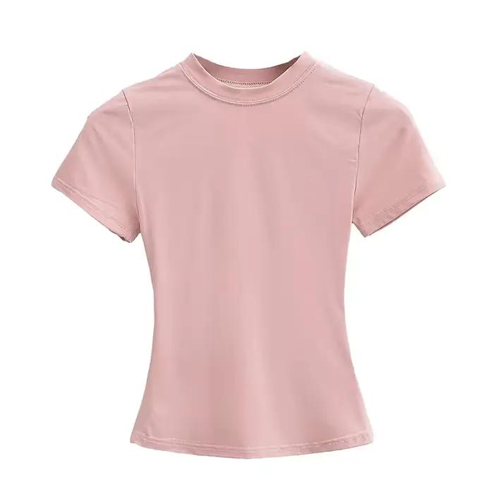 T-shirt Manches Courtes pour Femme, Décontracté, Sexy, Slim, Tendance, Solide, de Haute Qualité, Y2K
