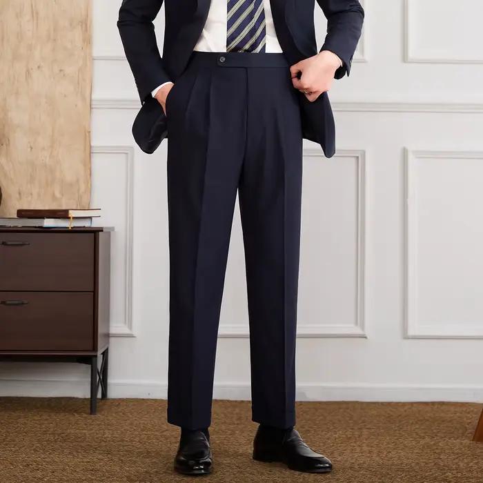Naples-Pantalon taille haute à jambe droite pour hommes pour les affaires, les déplacements, polyval
