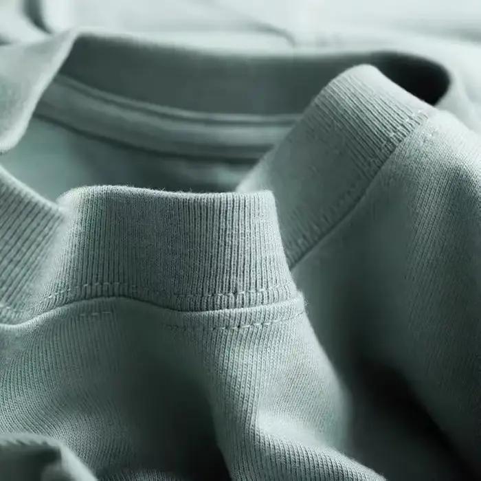 Hommes femmes vert T-shirt 280g coton à manches courtes haut coréen T-shirt vert épais coton demi-ma