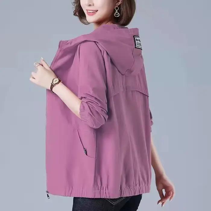 Veste à capuche décontractée à manches longues pour femmes, manteau mince, coupe-vent féminin, veste