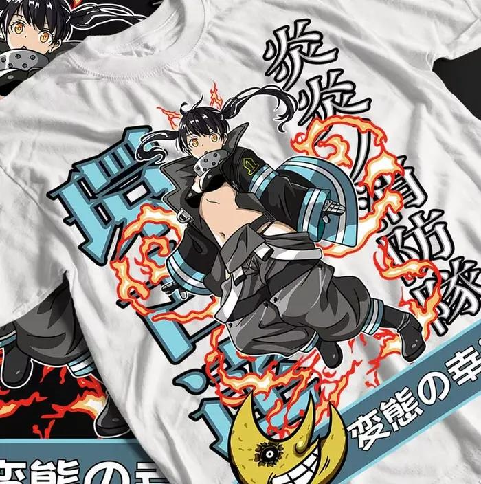 T-shirt tendance été 2026 : Anime Fire Flame Girl Tamaki Kotatsu, motif graphique de personnage de l