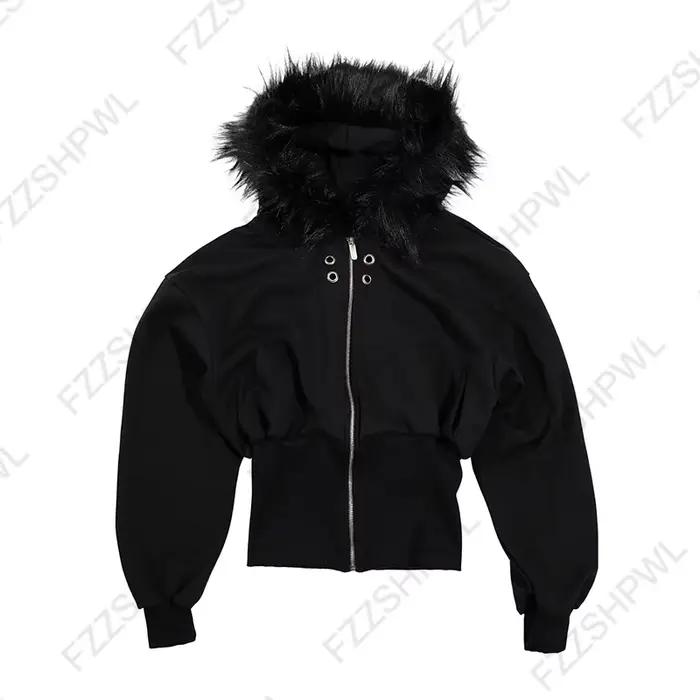 Sweat à capuche gothique Y2K pour femmes, Chic, Sexy, Slim, décontracté, couleur unie, court, Grunge