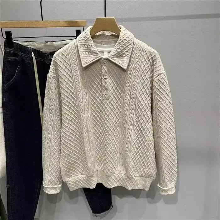 Sweat-shirt ample à manches longues pour hommes, beau Polo tricoté à capuche, début d'automne