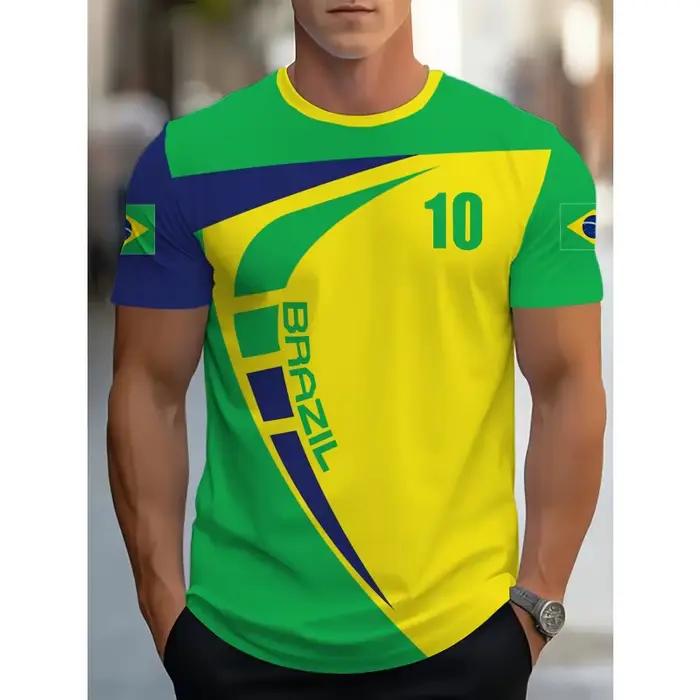 T-shirt à motif de football brésilien pour hommes, maillots de sport du Brésil, t-shirts imprimés en