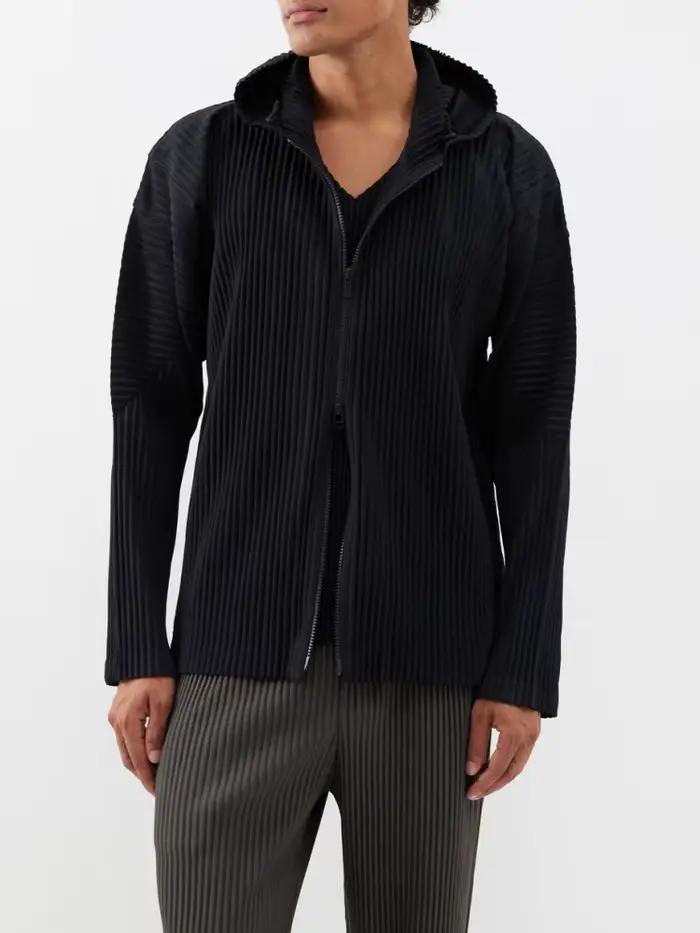ATA YAKE-Sweat à Capuche Plissé à Fermeture Éclair pour Homme, Veste Classique Décontractée, Manteau