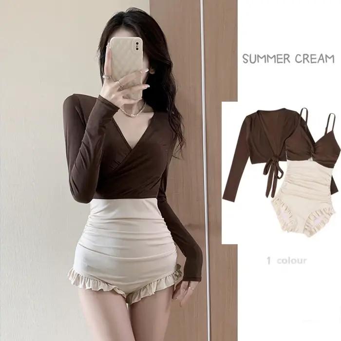 Maillot de bain pour femmes, conservateur, couvrant le ventre, amincissant, haut de gamme, chemise à