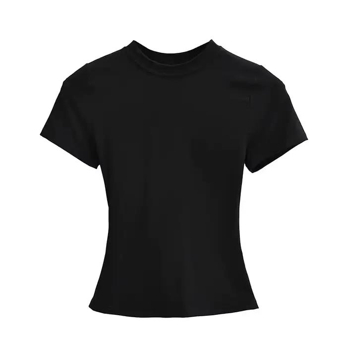 T-shirt manches courtes pour femmes, décontracté, de haute qualité, Sexy, Slim, tendance, couleur un