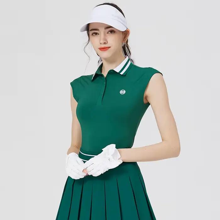Blktee sport col Polo chemises de Golf dames sans manches mince débardeurs T-shirt femmes jupe pliss