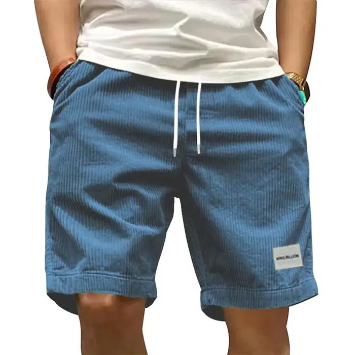 Short Cargo Vintage pour hommes, pantalon court en velours côtelé rétro, tendance, décontracté, coul