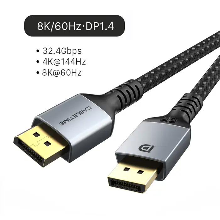 CABLETIME DisplayPort 1.4 câble 8K DP câble vidéo DP vers DP 8K @ 60Hz 120Hz 4K pour PC ordinateur m