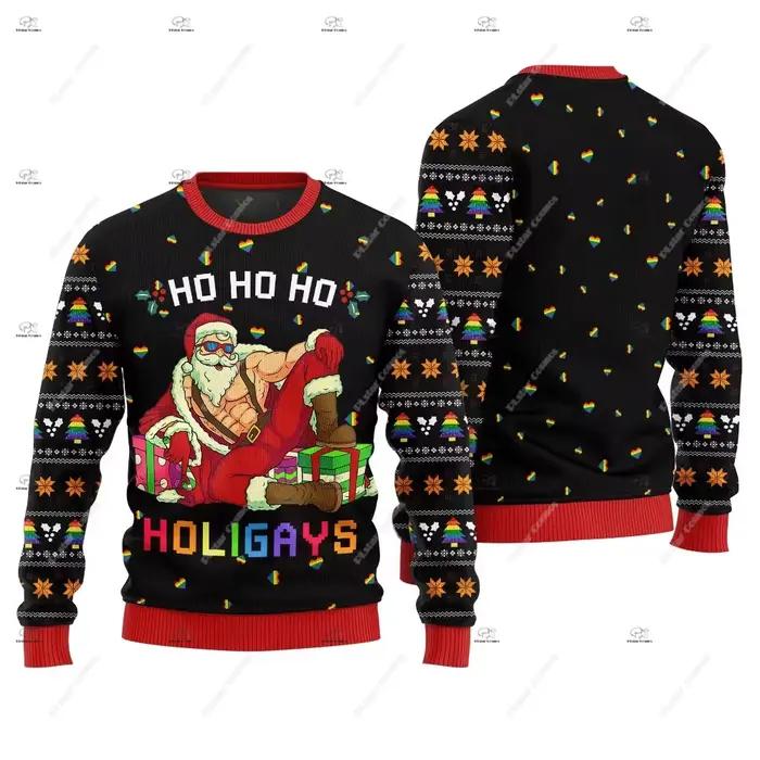 Noël père noël chat tricoté pull laid Graffiti rétro Vintage 3DPrint pull Harajuku décontracté drôle manches longues 43