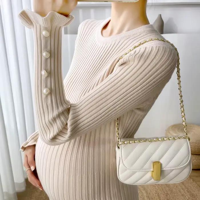 Robe trapèze à volants avec perles pour femmes enceintes