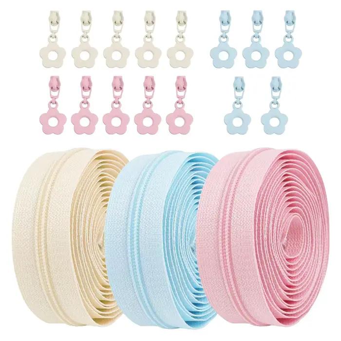 Kit de réparation de fermeture éclair en Nylon de 2M, avec 5 têtes de fermeture éclair, pour bricolage, accessoires de vêtement, poche de veste, fermeture éclair de remplacement, artisanat de couture