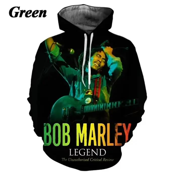 Bob Marley Raggie sweat à capuche pour hommes 3D imprimé Rock Hip Hop