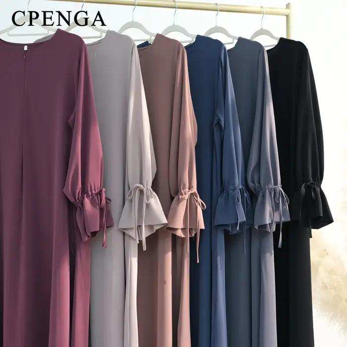 Abaya-Robe de Couleur Unie pour Femme Musulmane, Vêtement d'Église Islamique, Élégant, à la Mode, pour Ramadan Arabe, Dubaï, Turquie, 2025