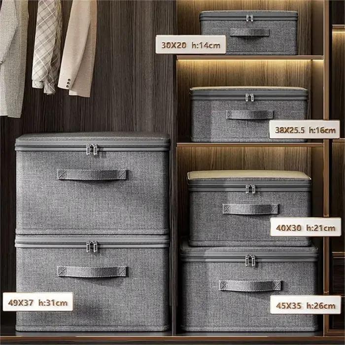 Boîtes de rangement pliables avec couvercle et poignée