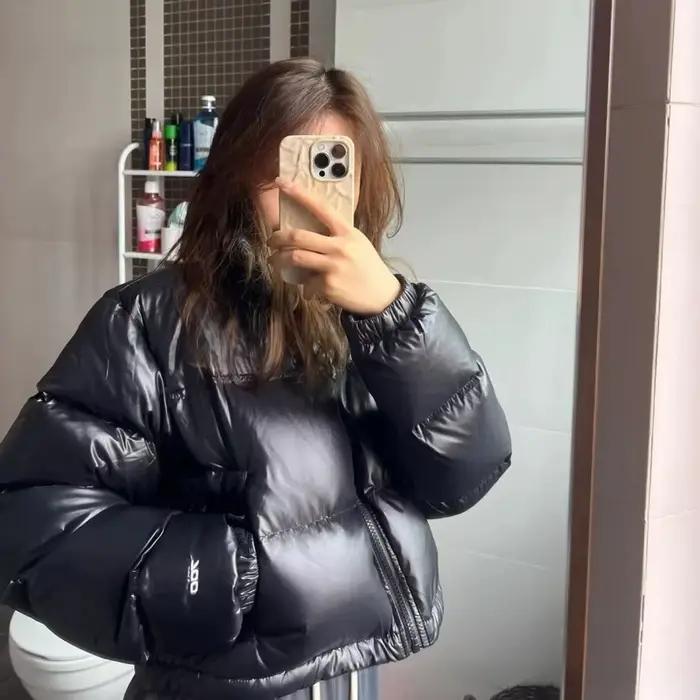 Kendall Jenner édition 1984 veste courte bouffante femme taille haute col montant manteau de pain brodé tissu Polyester
