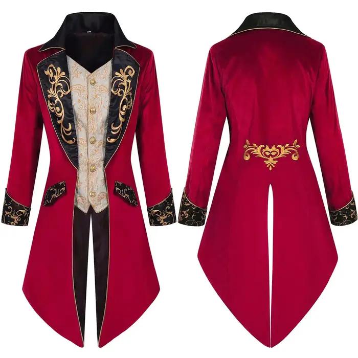 Veste de costume homme vintage en velours violet style steampunk gothique victorien, frak médiéval, costume de la Renaissance, uniforme homme