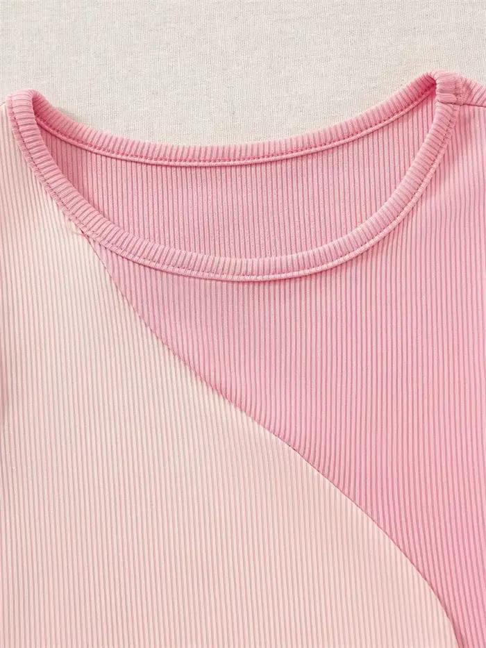 Débardeur rose en tricot côtelé pour femmes