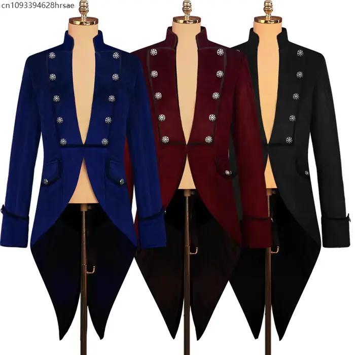 Veste gothique victorienne pour hommes, Costume de Renaissance, manteau de noël Steampunk Vintage, manteau médiéval
