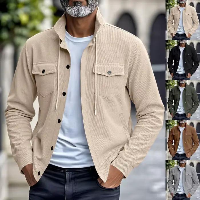 Veste américaine en velours côtelé épais pour hommes