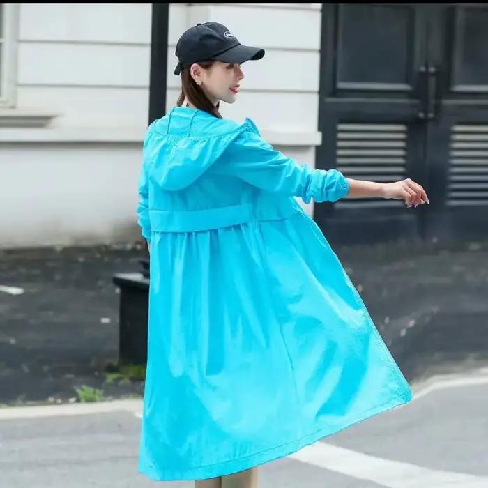 Veste légère mi-longue d'été à taille cintrée
