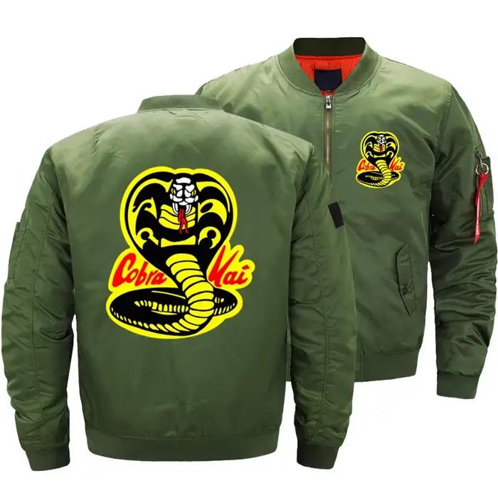 Vestes bombardier pour hommes, vêtements d'extérieur, Cobra Kai, karaté, pilote d'enfant, coupe-vent militaire pour moto, manteaux épais surdimensionnés 5XL