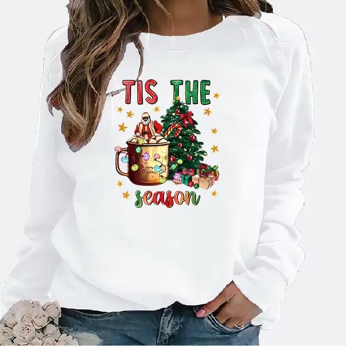 Sweat à capuche imprimé de noël pour femmes