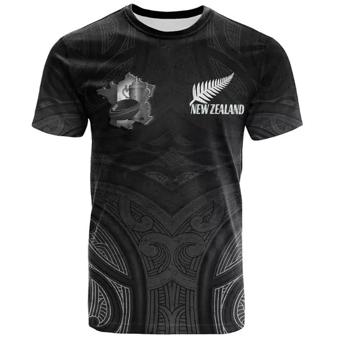 T-shirt de rugby imprimé en 3D pour hommes de Nouvelle-Zélande