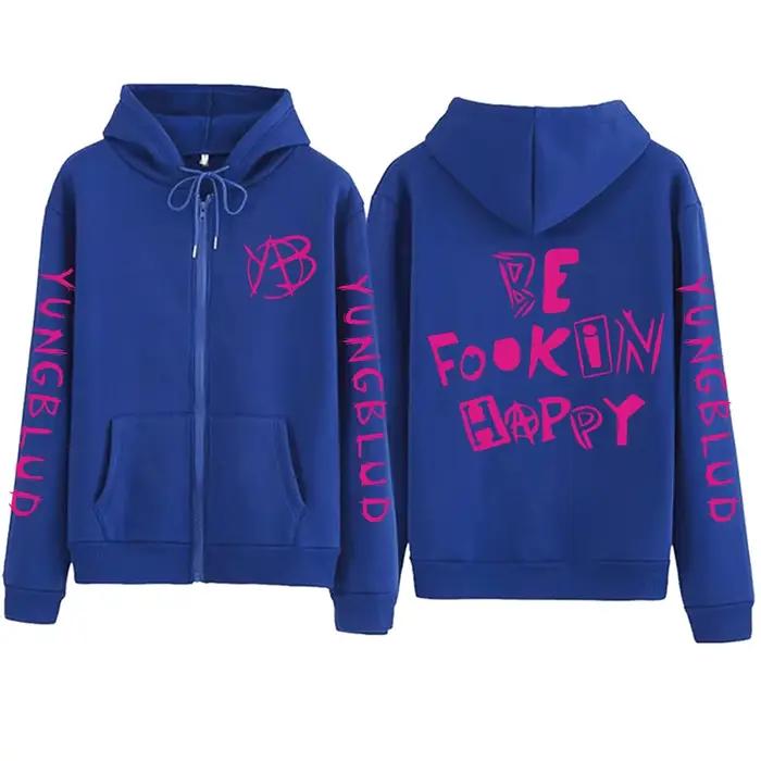 Sweat à capuche zippé Rock Singer Yungblud Be Fookin Happy pour homme et femme