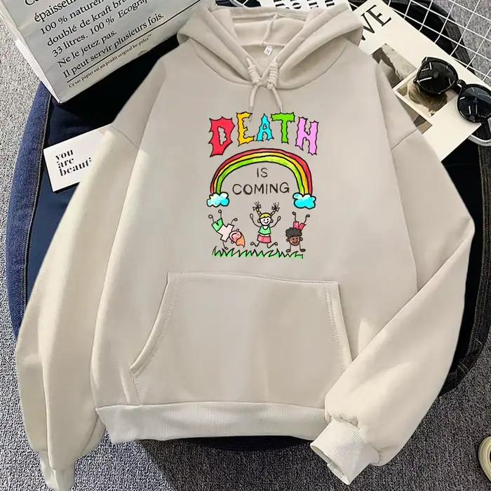 La mort arrive dessin animé sweat à capuche imprimé femmes hommes drôle graphique sweats esthétique mignon Sudaderas