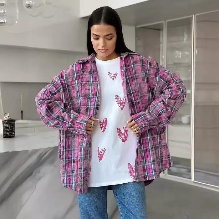Chemisier à carreaux à manches longues pour femmes, chemise pour femmes, manteau décontracté, printemps, automne, 2025