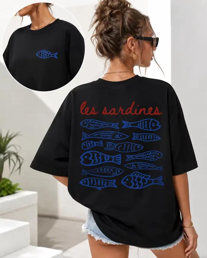 T-shirt graphique vintage Les Sardines pour femme
