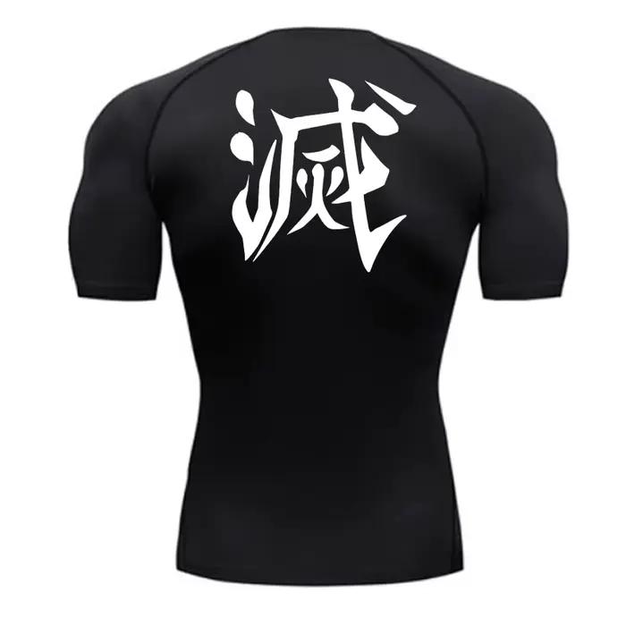 Demon Slayer Print Compression Shirts for Men, Gym Workout, Fitness Undershirts, Short Sleeve, Quick Dry 202 letic Tees T-Shirt, Y-