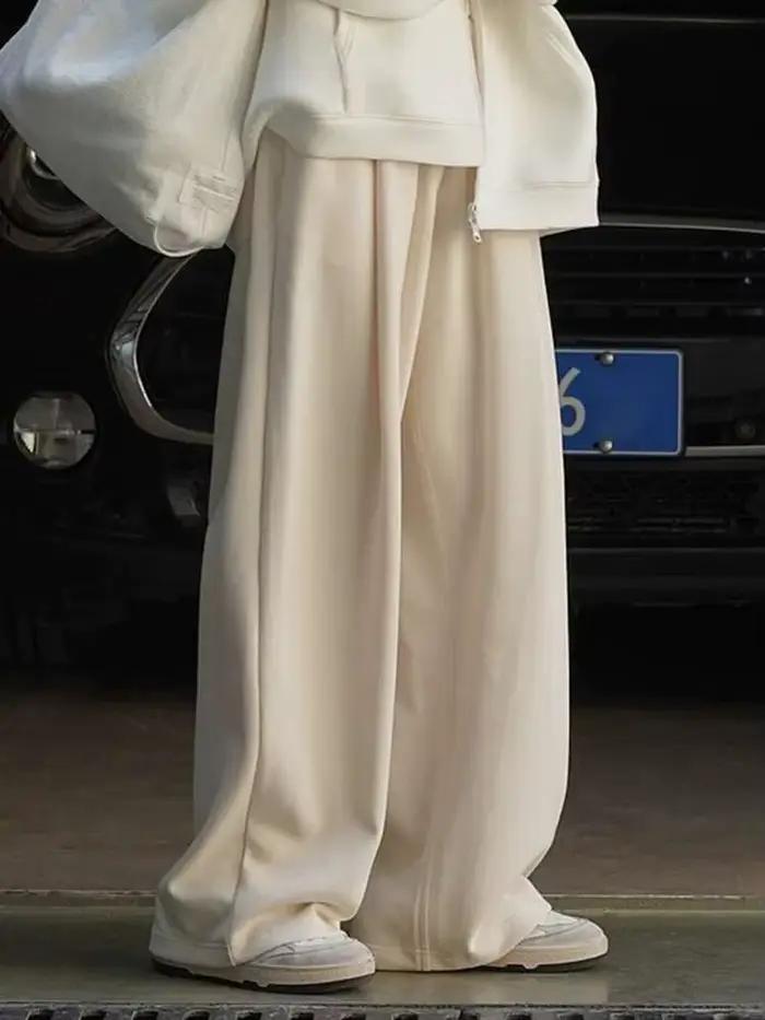 LANMREM-Pantalon décontracté coréen pour femmes, taille haute élastique, couleur unie, jambes larges, vêtements printemps 2025, 2YA597