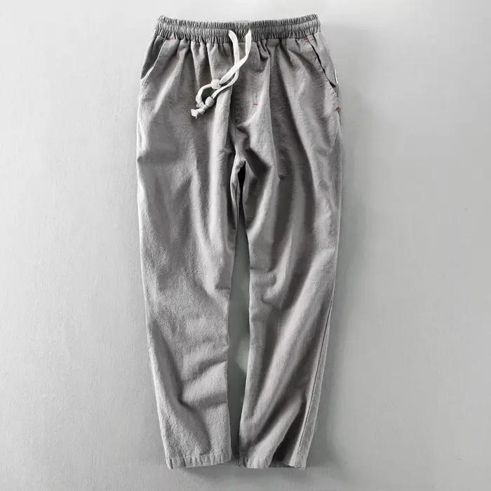 Vêtements pour hommes Harajuku respirant ample coton lin pantalon Y2K à la mode jeunesse décontracté street wear