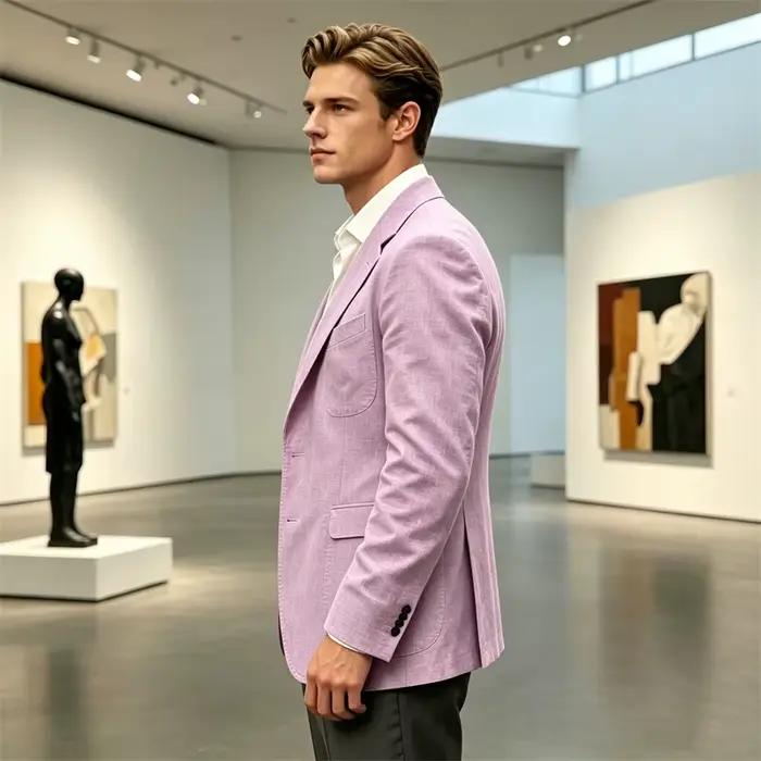 Blazer en lin léger pour homme, coupe ajustée décontractée, revers cranté, deux boutons, idéal pour l'été, la plage, les mariages, les affaires et le quotidien